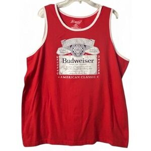 Budweiser XL Tank Top Red Distressed King of Beers Graphic American Classic‎